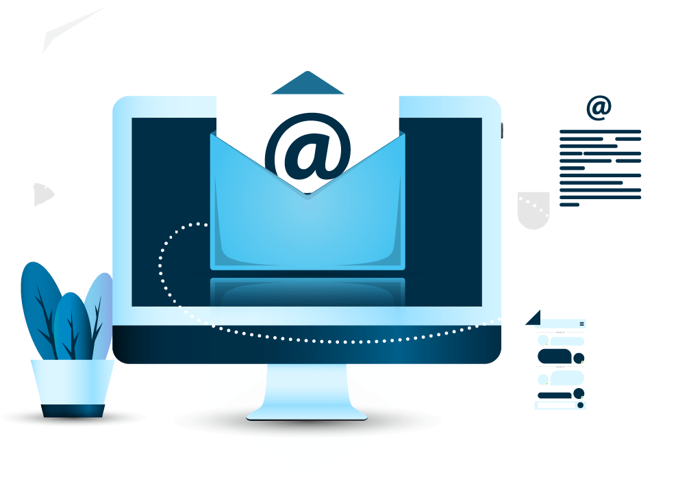 パソコンとEメールアプリのイラスト