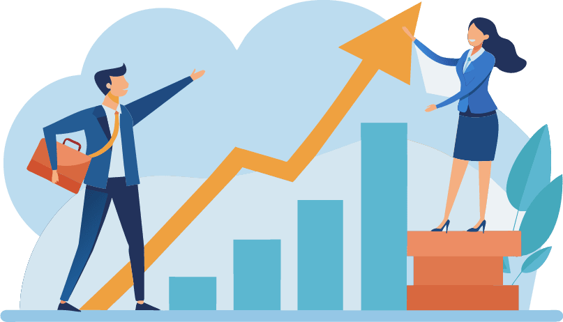 グラフが右肩上がりになっているイラスト